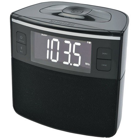 SYLVANIA Bluetooth Clock Radio with Auto-Set Dual Alarm Clock and USB Charging SCR1986BT-AS